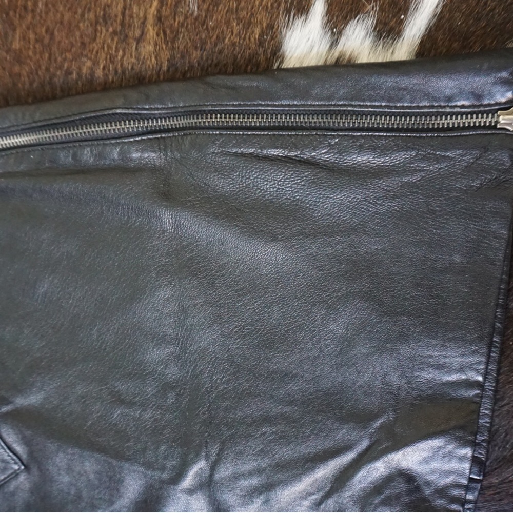 Black leather skirt with zip up sides